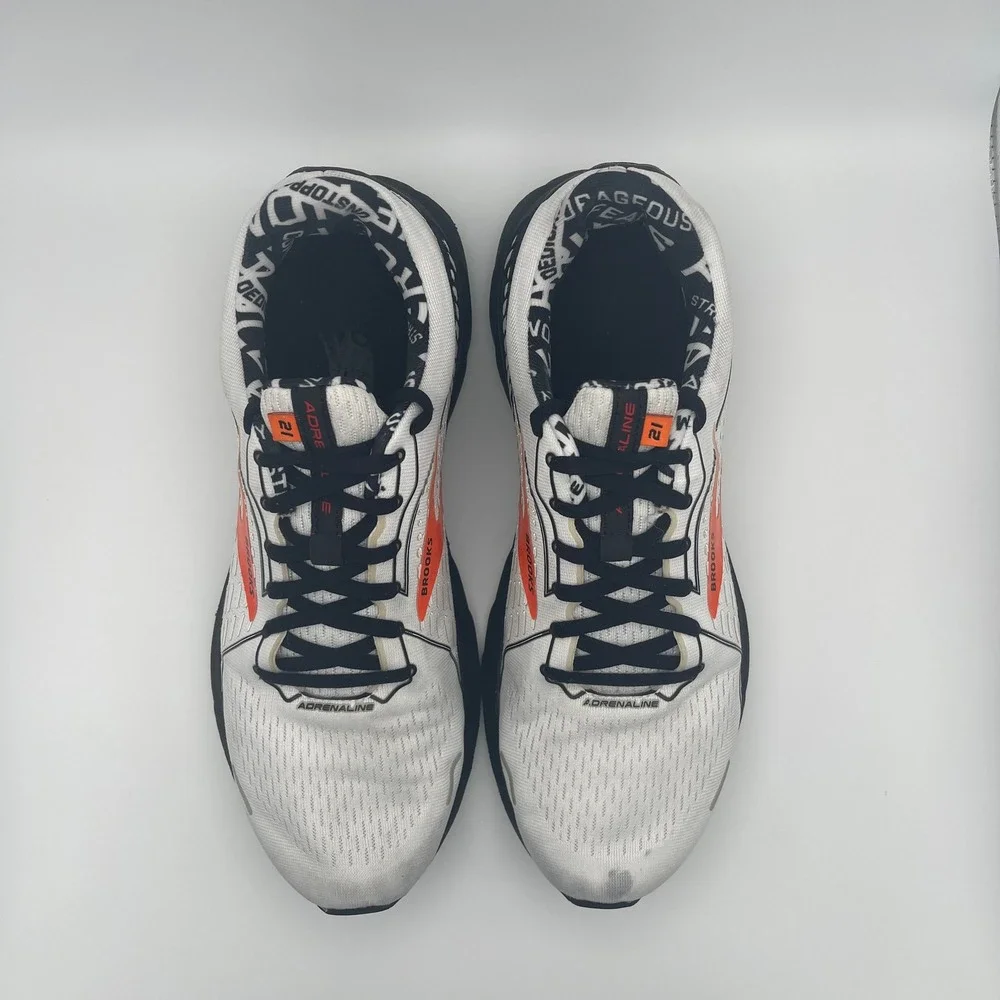 Brooks Mens 11 White Adrenaline GTS 21 Firefighter Running Shoes